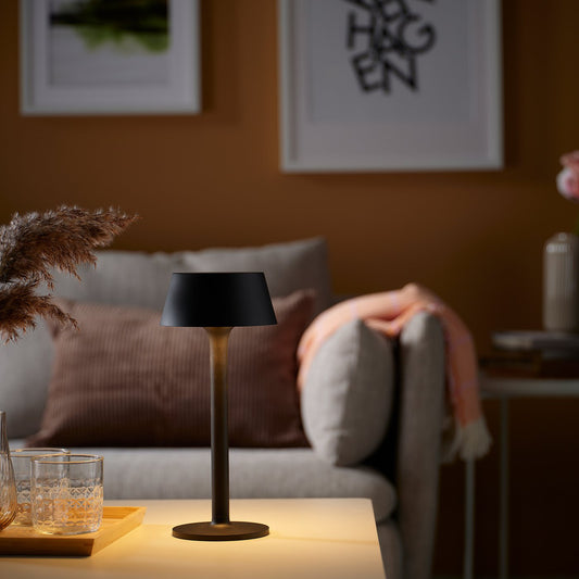 AVHÅLL LED portable lamp, battery-operated dimmable/black outdoor, 29 cm