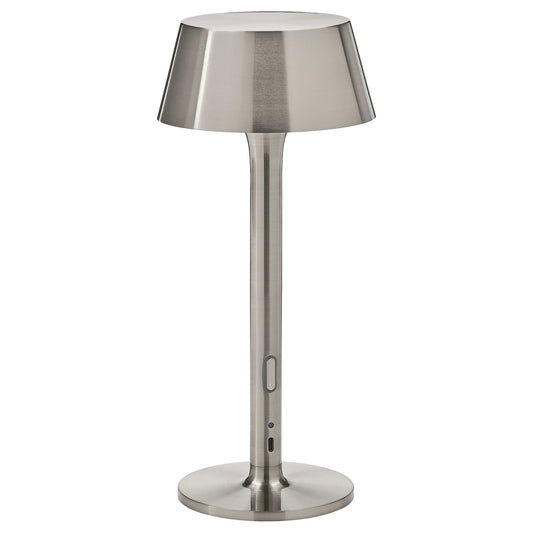 AVHÅLL LED portable lamp, battery-operated dimmable/nickel-plated outdoor, 29 cm