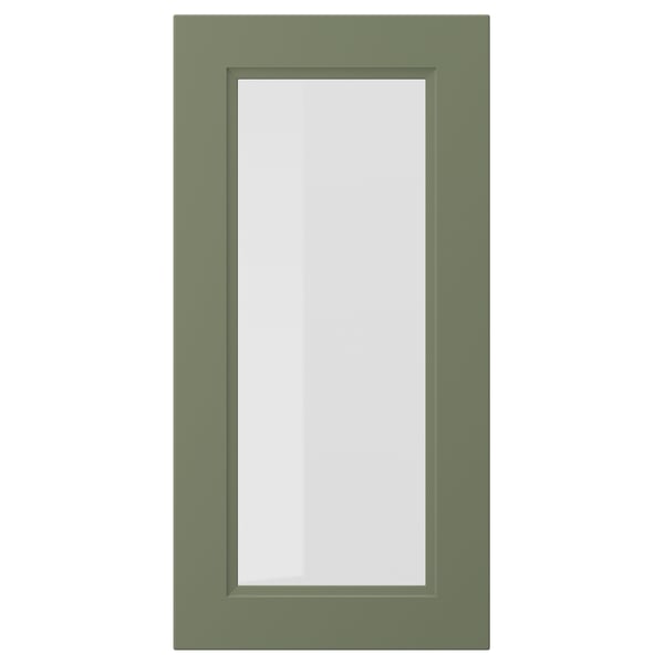 AXSTAD glass door, grey-green, 40x80 cm