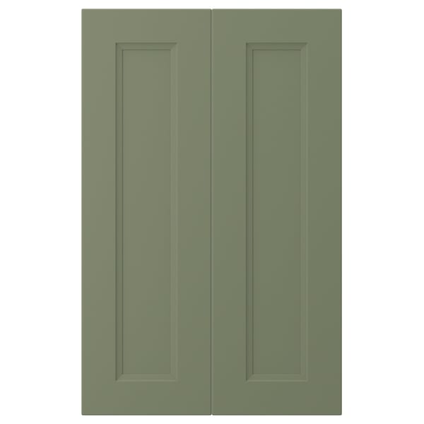 AXSTAD 2-p door f corner base cabinet set, grey-green, 26x80 cm