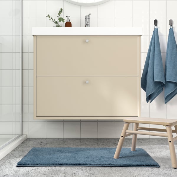 BACKMÅRA bath mat, dark grey-blue, 50x80 cm