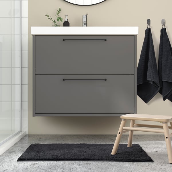 BACKMÅRA - BACKMÅRA Bath mat, black, 50x80 cm