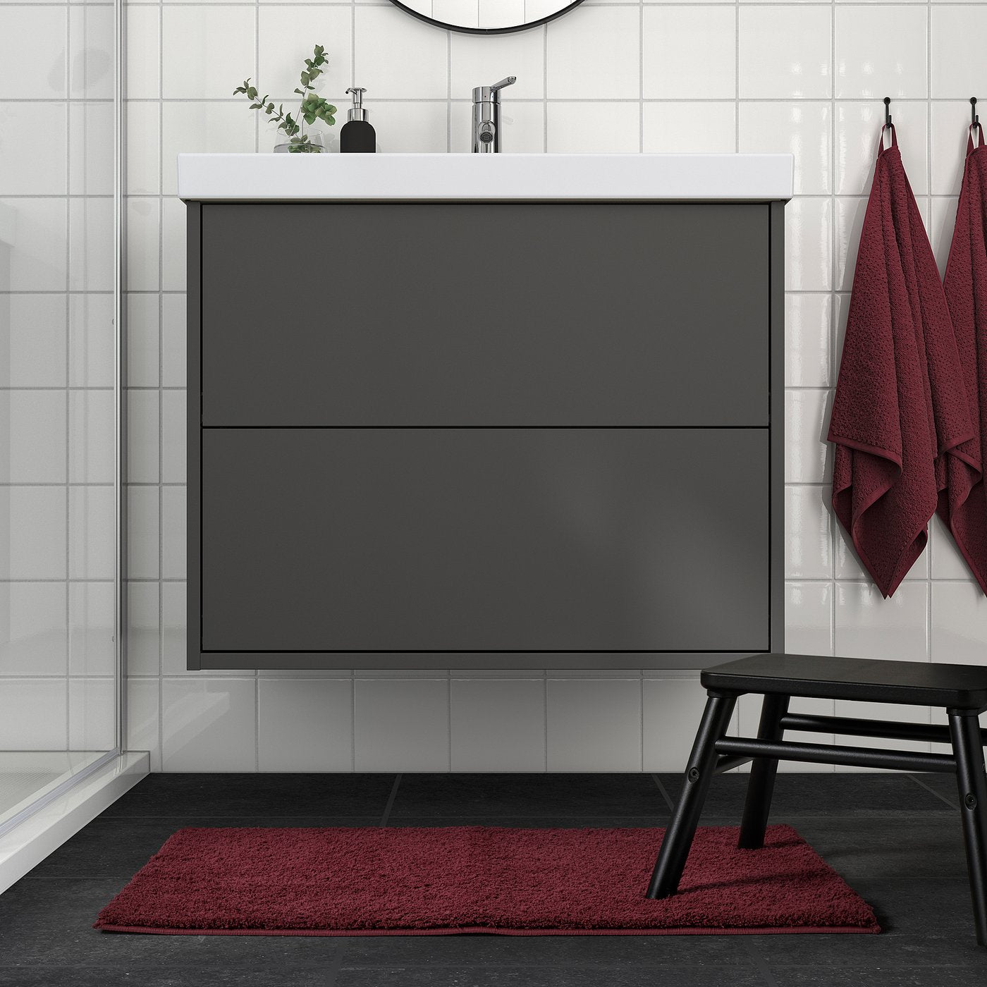BACKMÅRA bath mat, deep red, 50x80 cm
