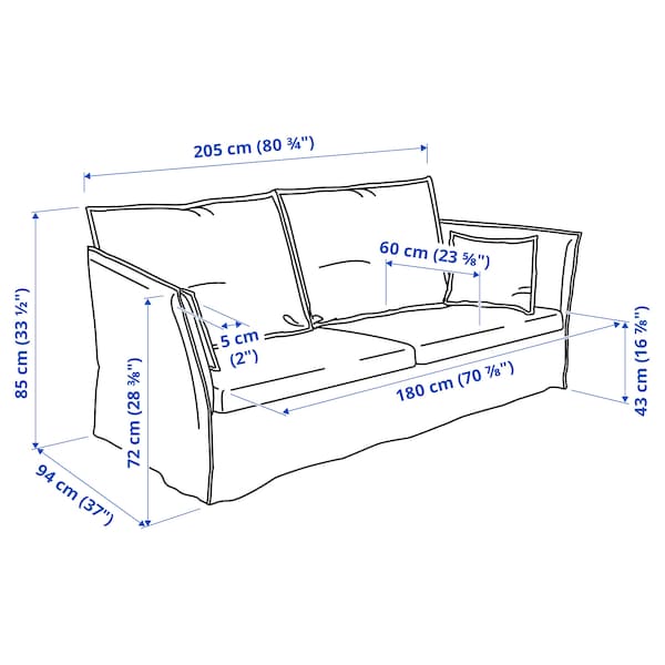 BACKSÄLEN 3 seater sofa - Blekinge white ,