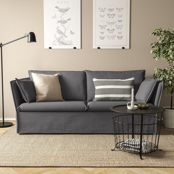 BACKSÄLEN 3-seat sofa, Hallarp grey, 205x85x94 cm