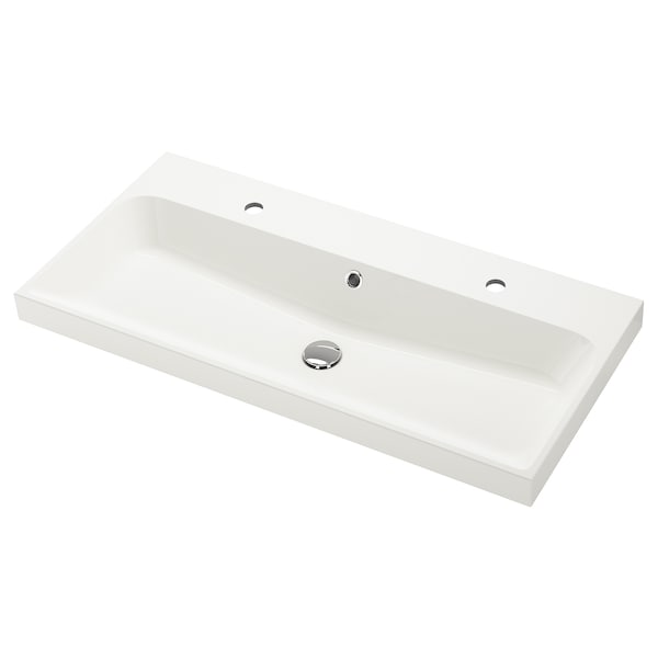 BACKSJÖN - Washbasin, white, 100x48 cm