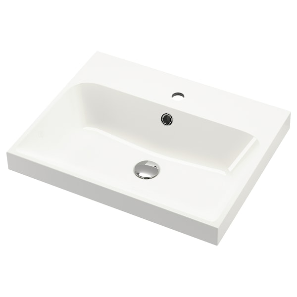 BACKSJÖN - Washbasin, white, 60x48 cm