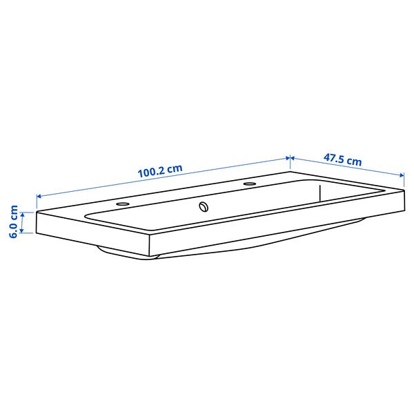 BACKSJÖN - Washbasin, white, 100x48 cm