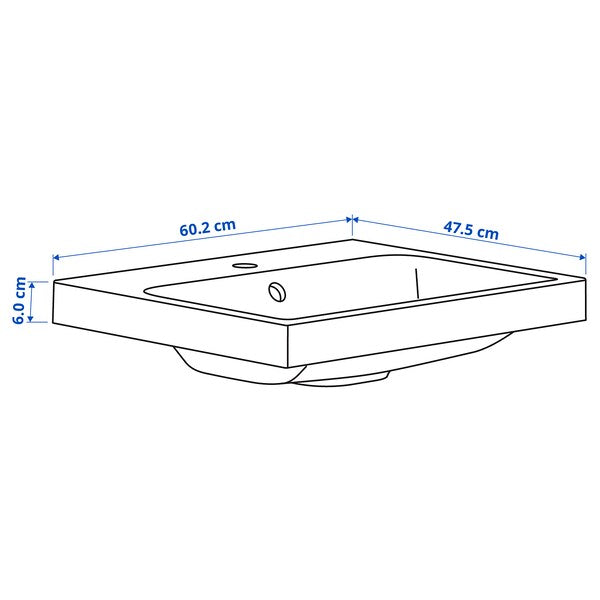 BACKSJÖN - Washbasin, white, 60x48 cm