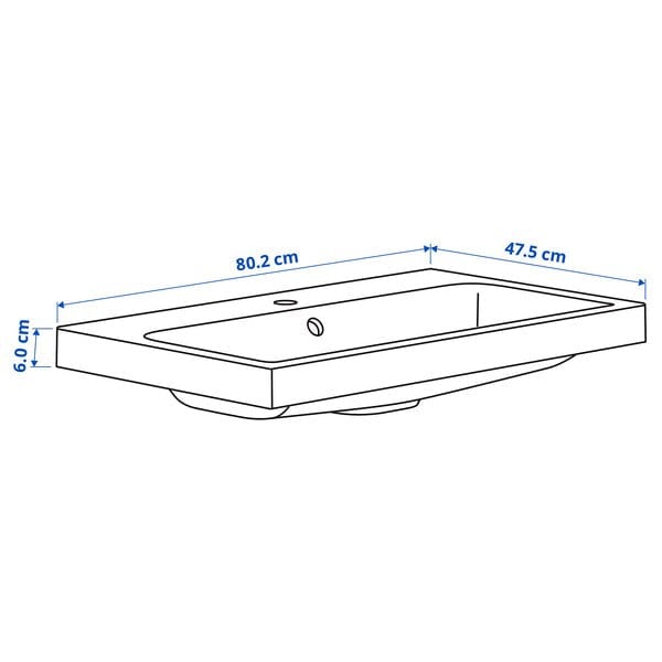 Ikea BACKSJÖN - Washbasin, white, 80x48 cm