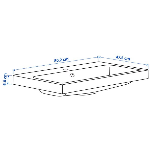 BACKSJÖN - Washbasin, white, 80x48 cm