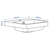 BACKSJÖN - Semi-recessed washbasin, white, 50x43 cm