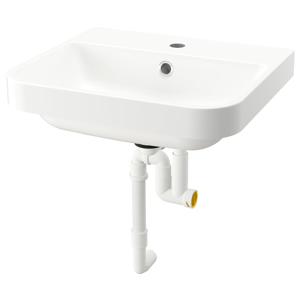 BACKSJÖN semi-recessed wash-basin w watr trp, white, 50x43 cm