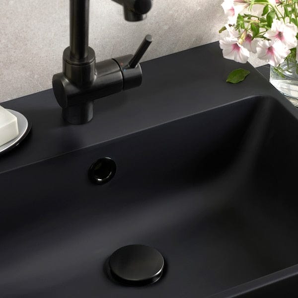 Ikea BACKSJÖN - Semi-recessed washbasin with siphon, black,50x43 cm