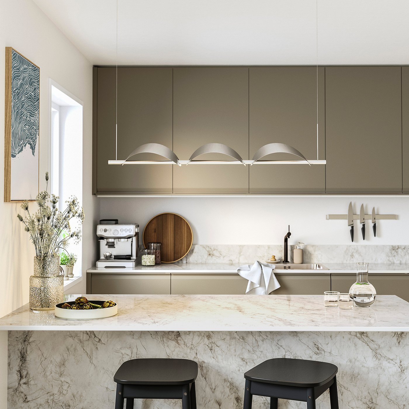 BACKSTÖRN LED pendant lamp, dimmable/matt aluminium, 108 cm