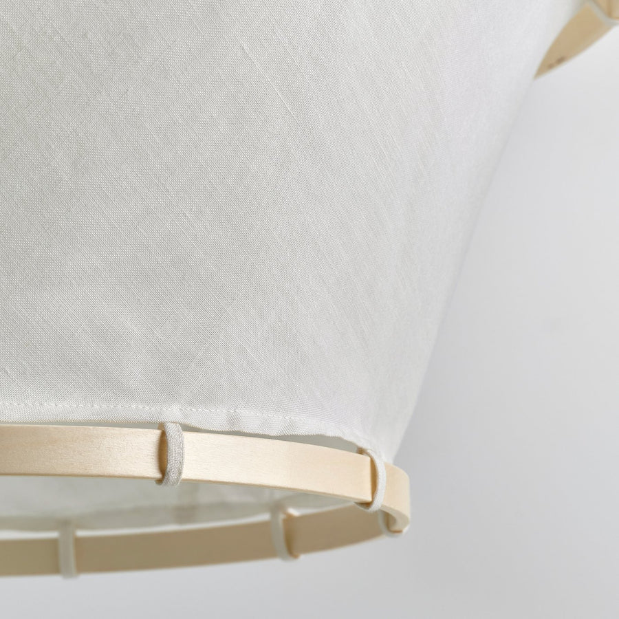 BÄCKMÄRKE pendant lamp, white textile/wood, 54 cm