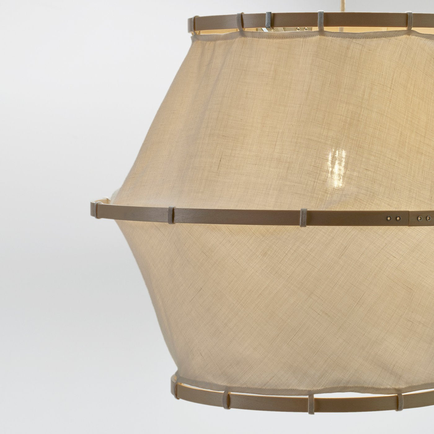 BÄCKMÄRKE pendant lamp, white textile/wood, 54 cm