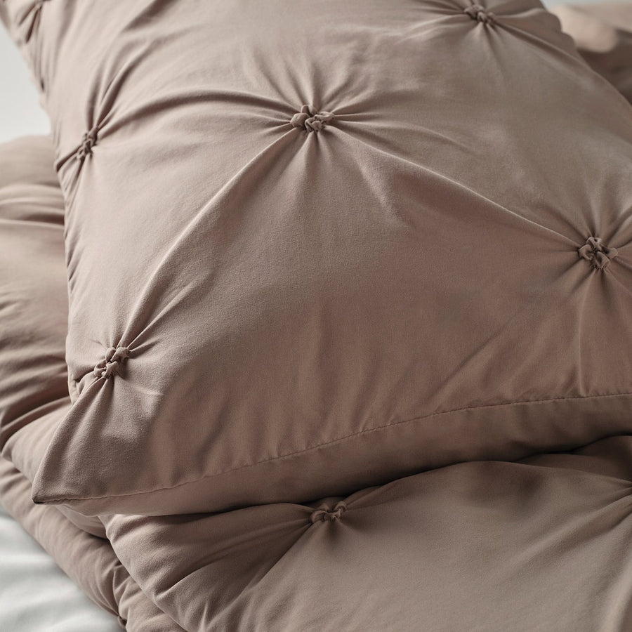 BÄGARKLOCKA comforter set, grey-beige, 240x220/50x80 cm