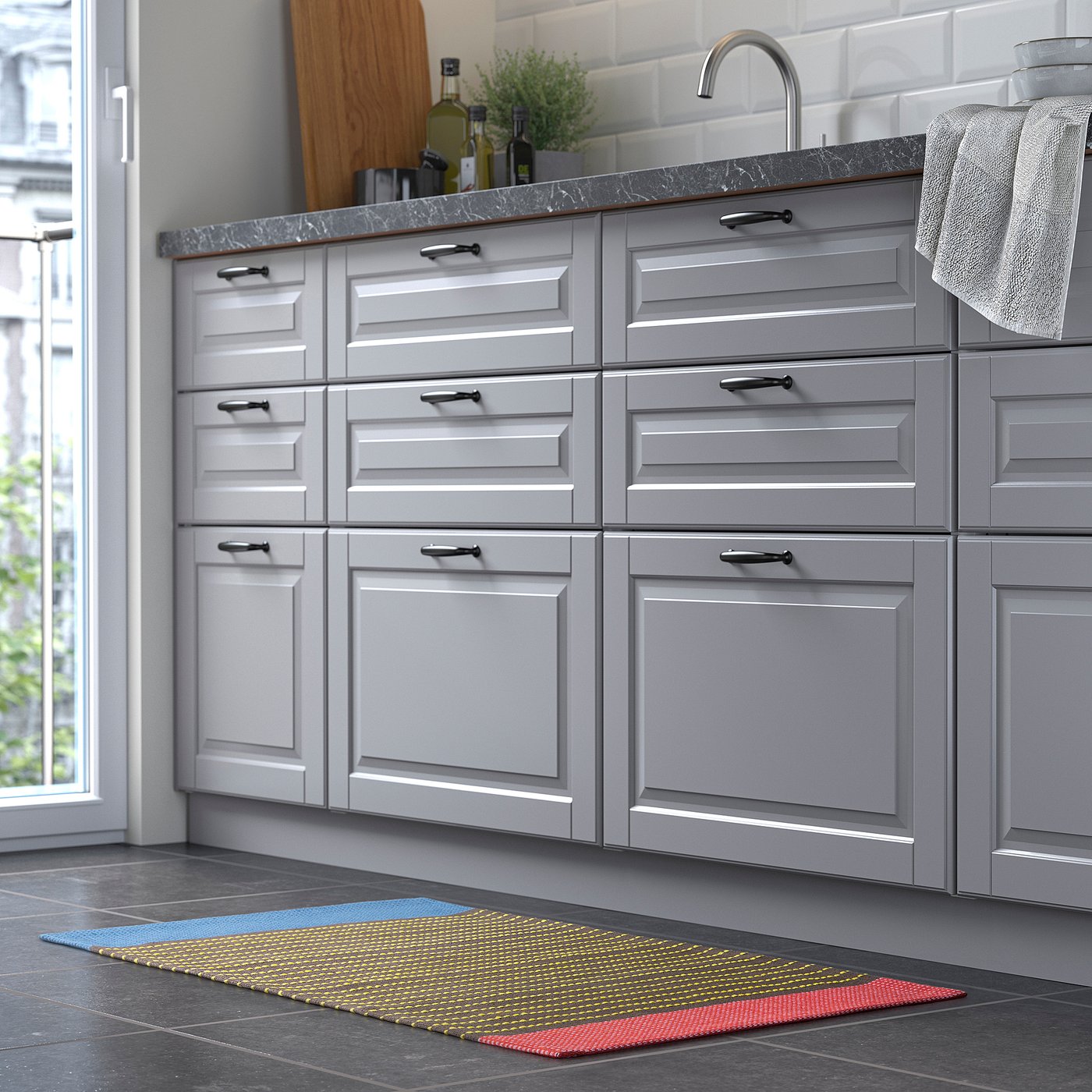 BÄRTRÅD rug, flatwoven, multicolour/stripe pattern, 90x60 cm