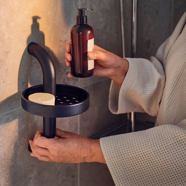 BÄSINGEN shower shelf, anthracite, 16x29 cm