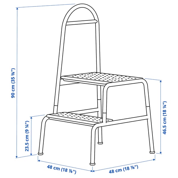 BÄSINGEN - BÄSINGEN Step stool with handrail, 2-steps, anthracite