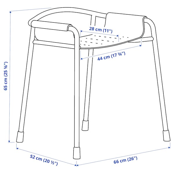 BÄSINGEN shower chair, anthracite, 66x65x52 cm