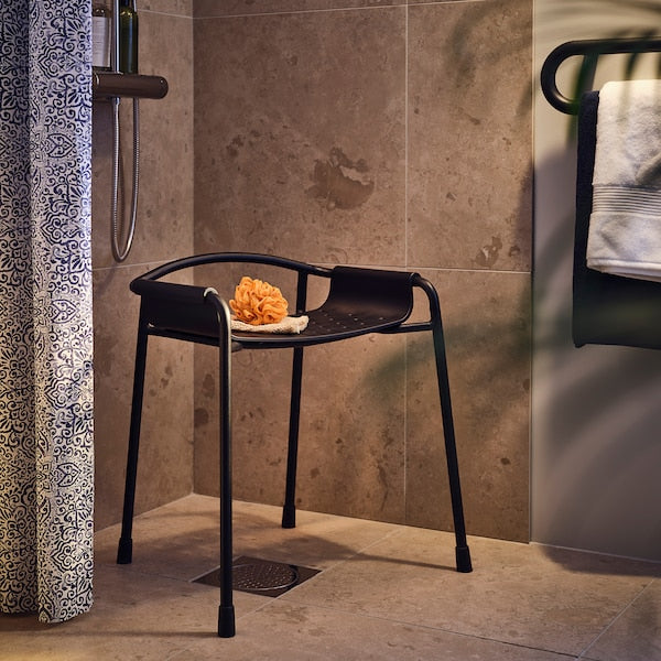 BÄSINGEN shower chair, anthracite, 44x65x52 cm