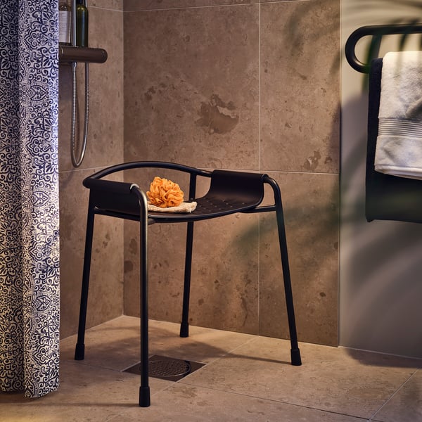 BÄSINGEN shower chair, anthracite, 44x65x52 cm