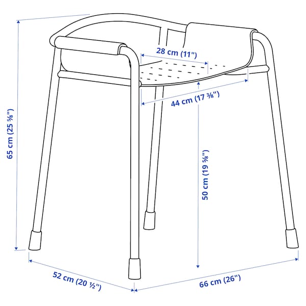 BÄSINGEN shower chair, anthracite, 44x65x52 cm