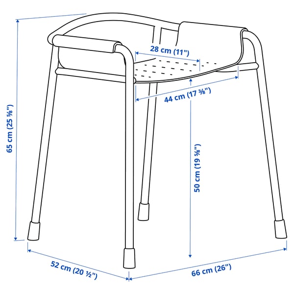 BÄSINGEN shower chair, anthracite, 66x65x52 cm