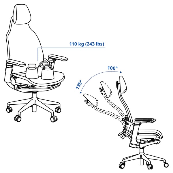 BÄSTBOLL gaming chair, black/Mjuk black, 50x120x69 cm