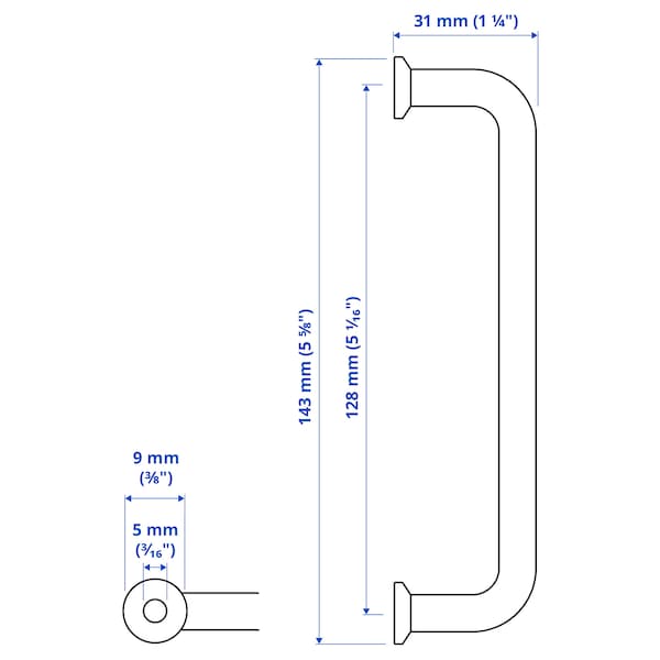 BAGGANÄS - Handle, stainless steel, 143 mm