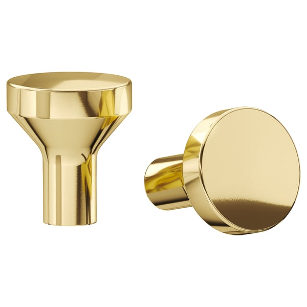 BAGGANÄS knob, brass-colour, 5 mm, 2 pack