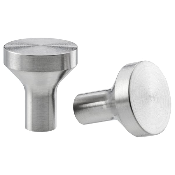 BAGGANÄS knob, stainless steel, 21 mm, 2 pack