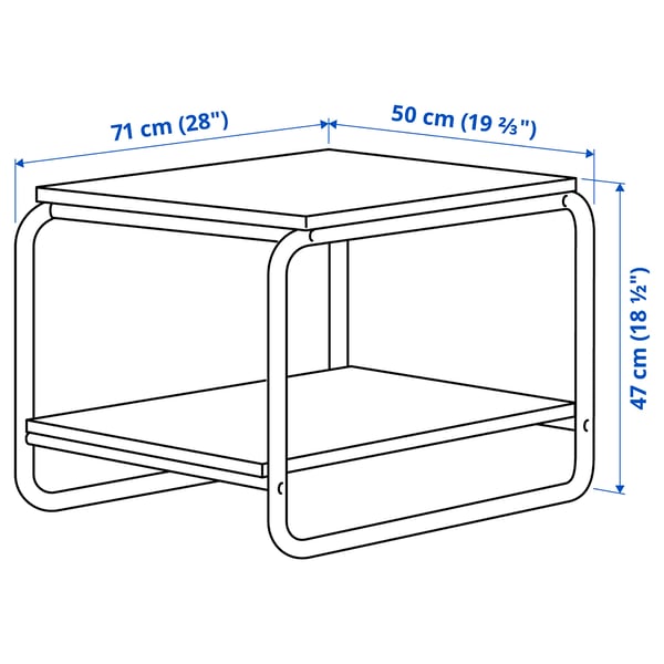 BAGGBODA side table, white, 71x50 cm