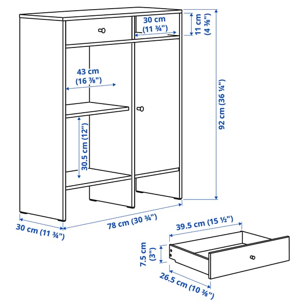 BAGGEBO sideboard, white, 78x92 cm