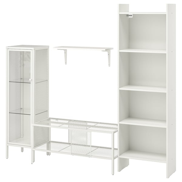 BAGGEBO TV storage combination, metal/white, 174x35x160 cm