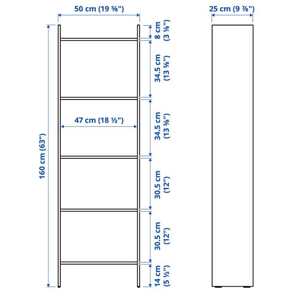 Ikea BAGGEBO - Bookcase, white, 50x25x160 cm