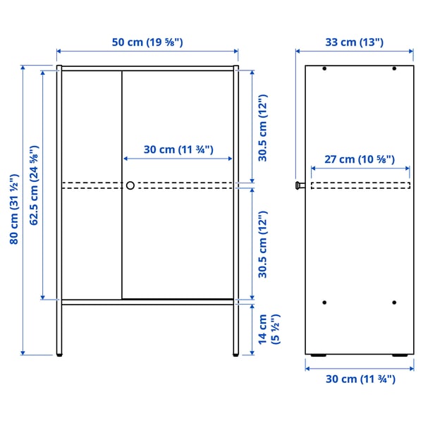 BAGGEBO cabinet with door, white, 50x30x80 cm