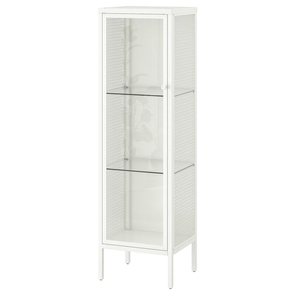 Ikea BAGGEBO - Cabinet with glass doors, metal/white, 34x30x116 cm