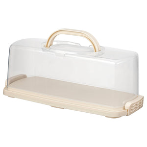 BAKTIDER cake platter with lid, white, 36x16 cm