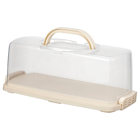 BAKTIDER cake platter with lid, white, 36x16 cm