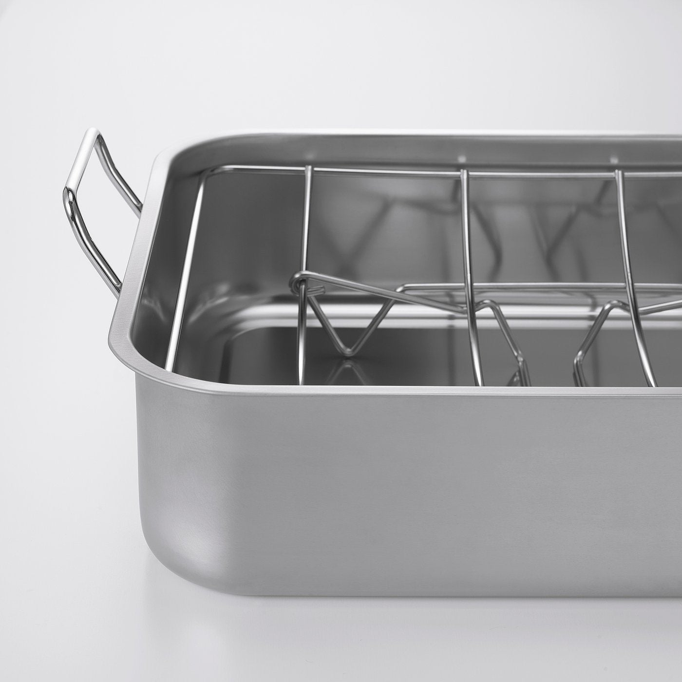 BAKTIDER roasting tin with grill rack, stainless steel, 40x32 cm