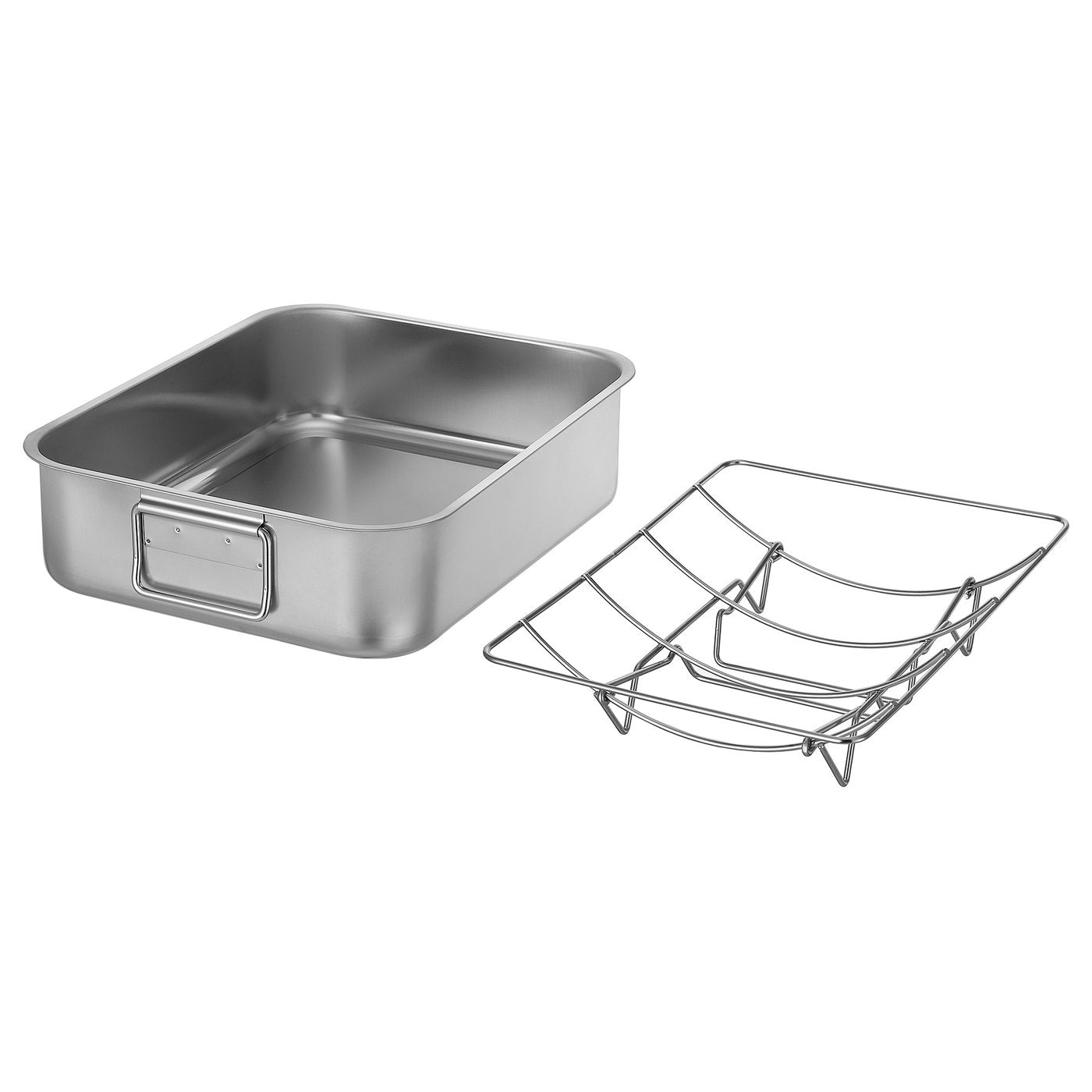 BAKTIDER roasting tin with grill rack, stainless steel, 40x32 cm