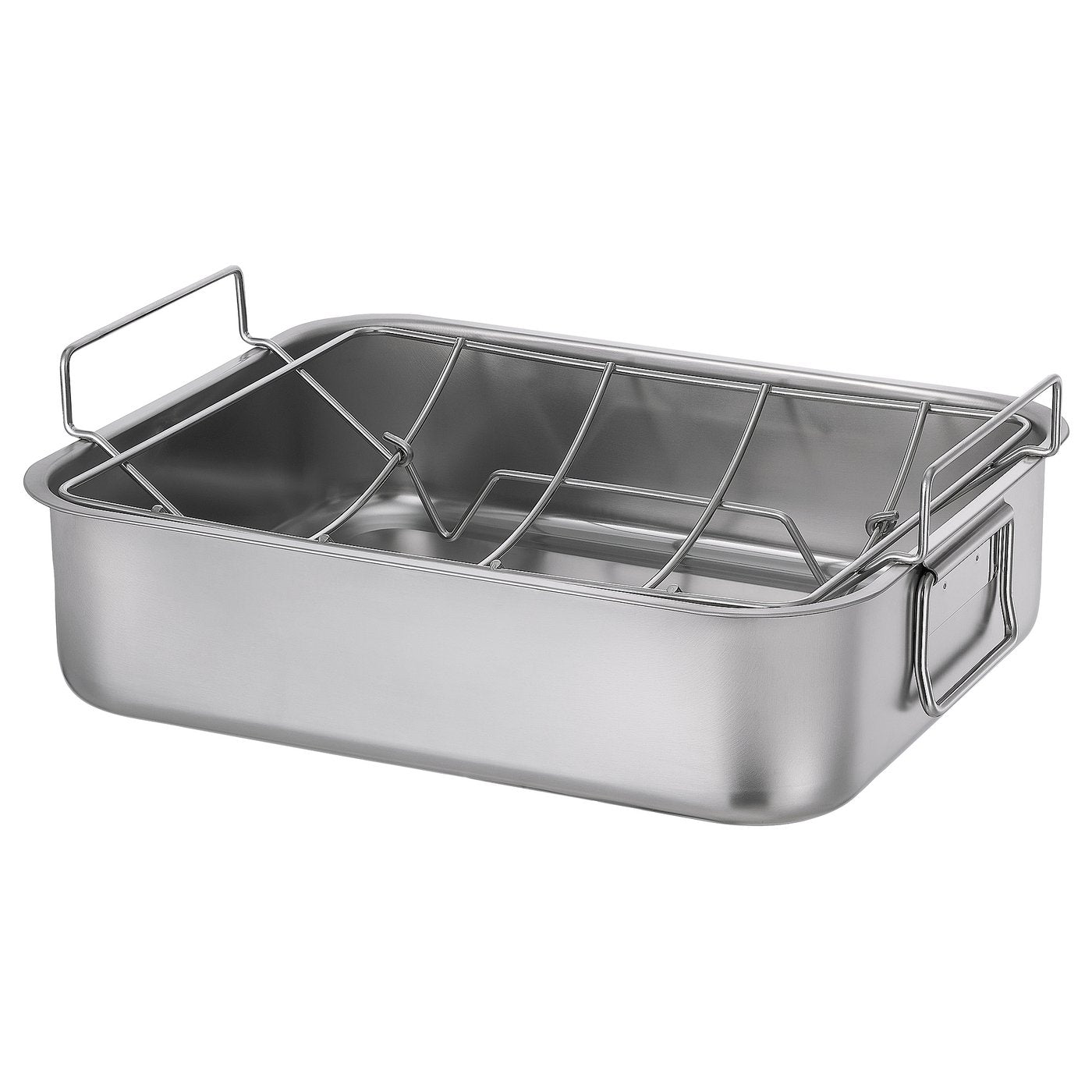 BAKTIDER roasting tin with grill rack, stainless steel, 40x32 cm
