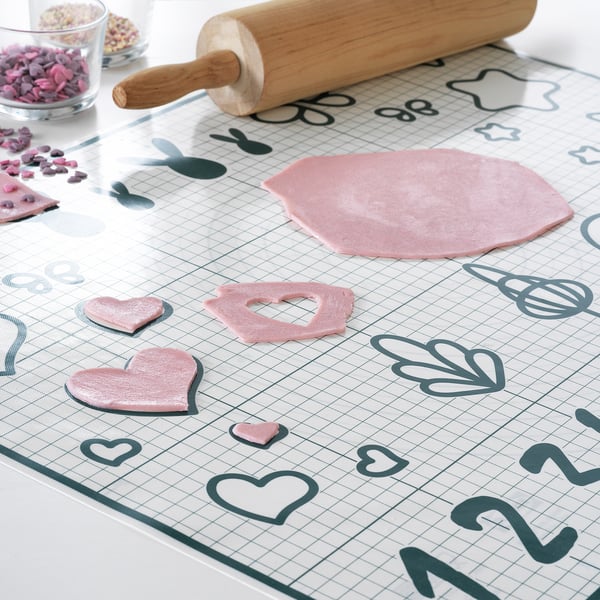 BAKTRADITION baking mat, white/turquoise, 61x46 cm