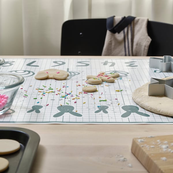 BAKTRADITION baking mat, white/turquoise, 61x46 cm