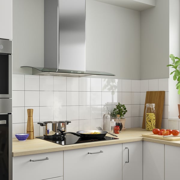 BALANSERAD wall mounted extractor hood, stainless steel/glass, 80 cm