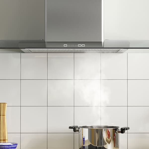 BALANSERAD Hood to be fixed to the wall - stainless steel/glass 80 cm , 80 cm