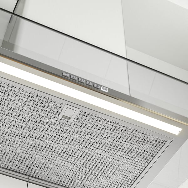 BALANSERAD wall mounted extractor hood, stainless steel/glass, 80 cm
